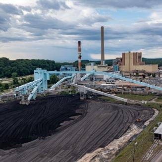 J.H. Campbell power plant on a cloudy day.